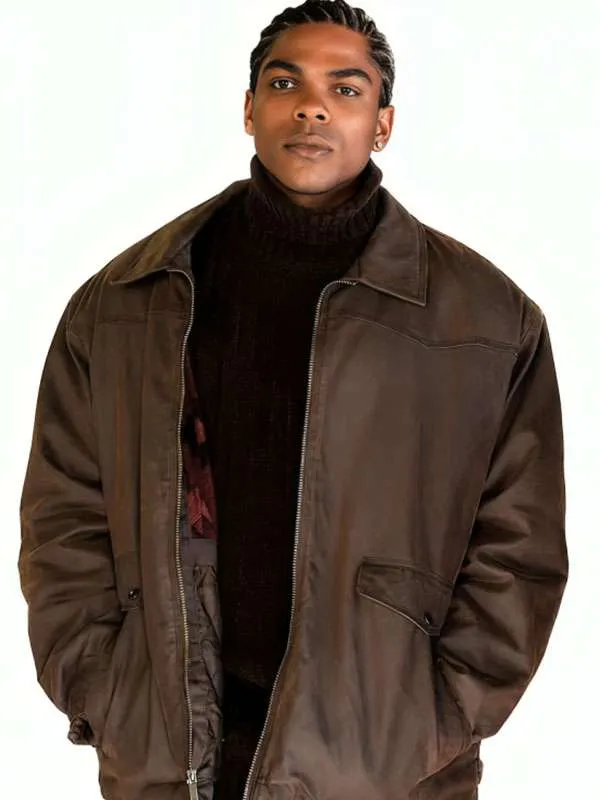 Mekai Curtis Power: Origins S01 Kanan Stark Brown Distressed Leather Jacket