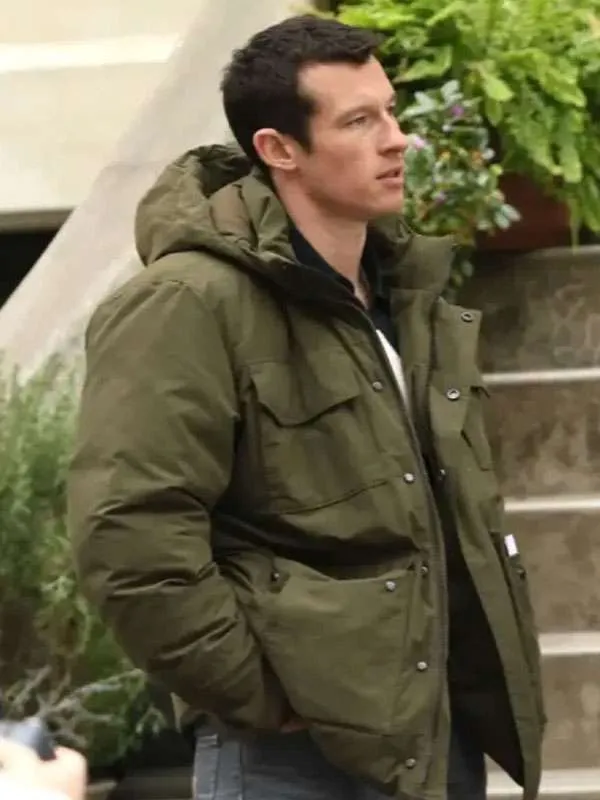 One Night Only 2026 Callum Turner Green Puffer Jacket