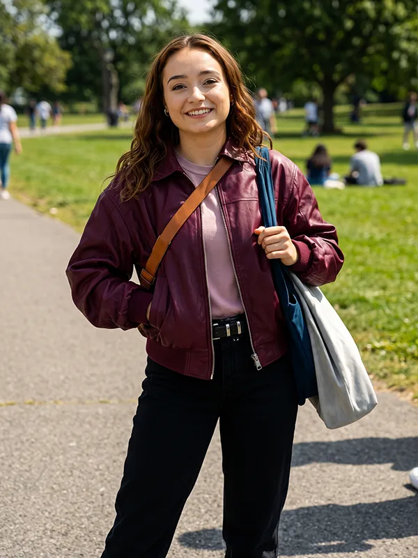 Below 2026 Ruby Stokes Bomber Leather Jacket - Image 2