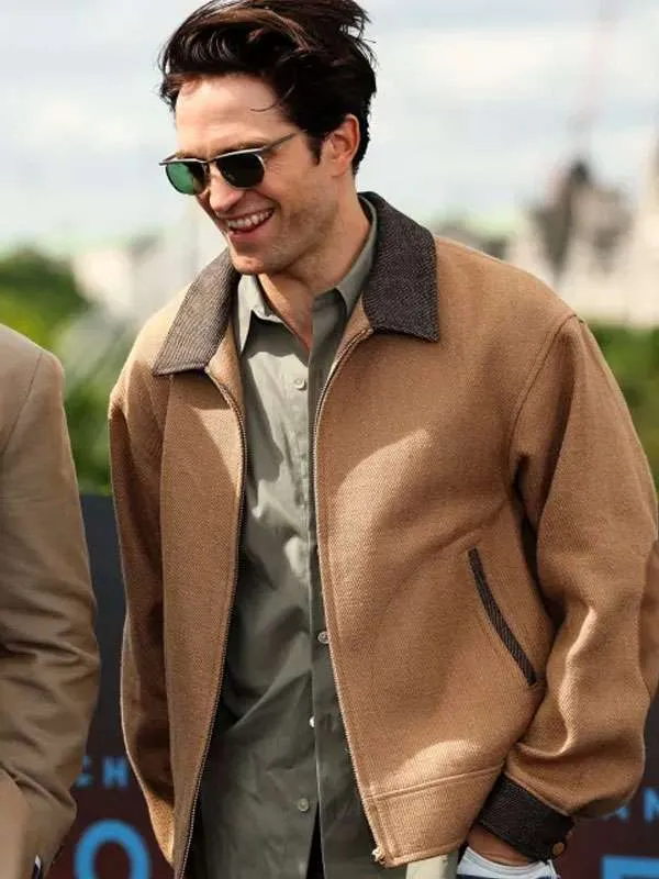 The Odyssey Photocall 2026 Robert Pattinson Tan Brown Wool Jacket