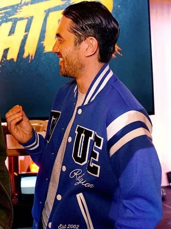 Andrew Koji Blue Varsity Letterman Jacket