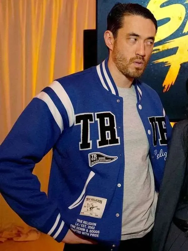 Street Fighter 2026 Movie Event Andrew Koji Blue Varsity Letterman Jacket