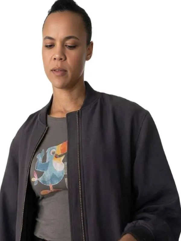 Frances Neagley TV Series Neagley S01 Maria Sten Gray Bomber Jacket