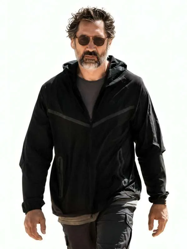 Esteban Martínez The Beloved 2026 Javier Bardem Black Hooded Jacket