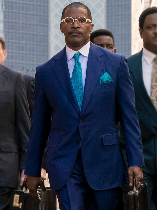 Movie The Burial 2023 Jamie Foxx Blue Suit