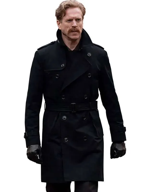 Shop Damian Lewis The Runner 2026 Black Cotton Trench Coat