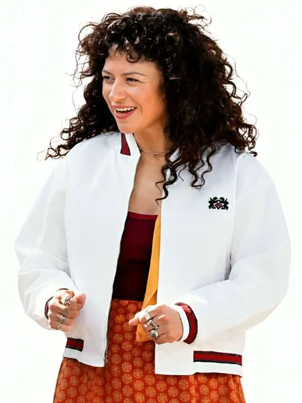 Alia Shawkat The Wrong Girls 2026 Molly White Bomber Jacket