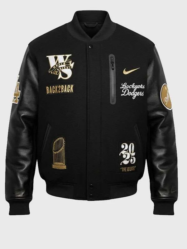 Dave Roberts Dodgers Black Varsity Jacket