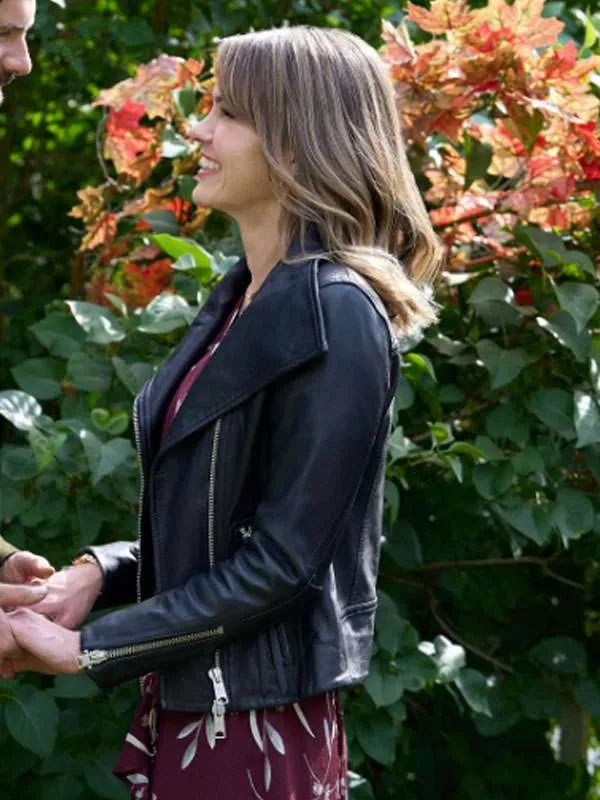 Love Finds You 2026 Aimee Teegarden Black Leather Jacket