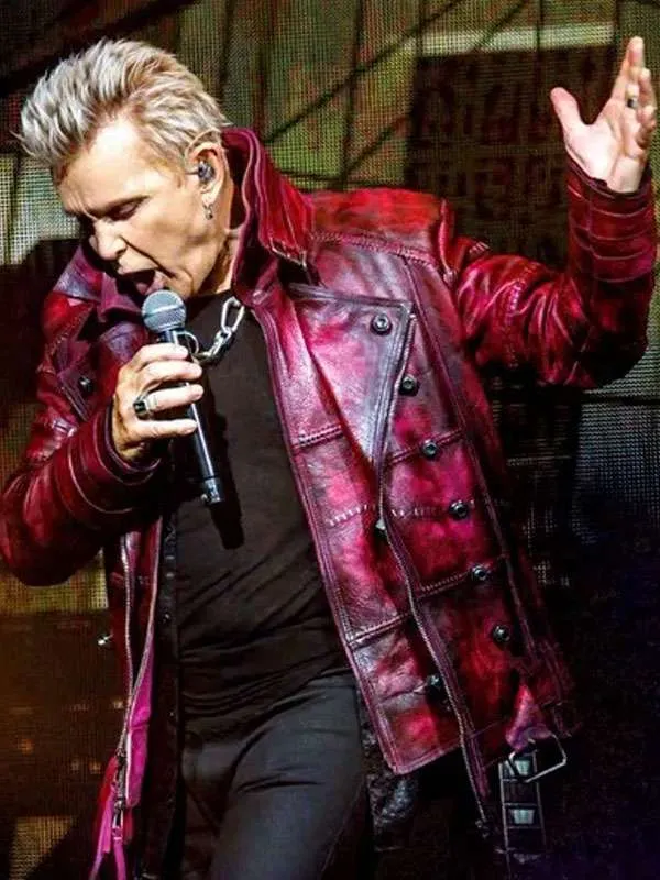 Billy Idol American Idol 2026 Red Distressed Leather Jacket
