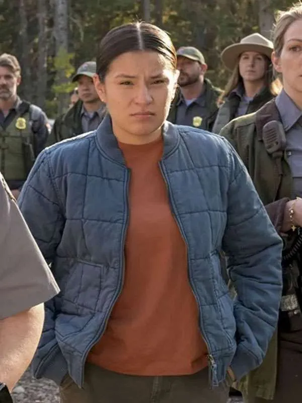 Paulina Alexis TV Series Anna Pigeon 2026 Zoey Bear Child Blue Quilted Jacket