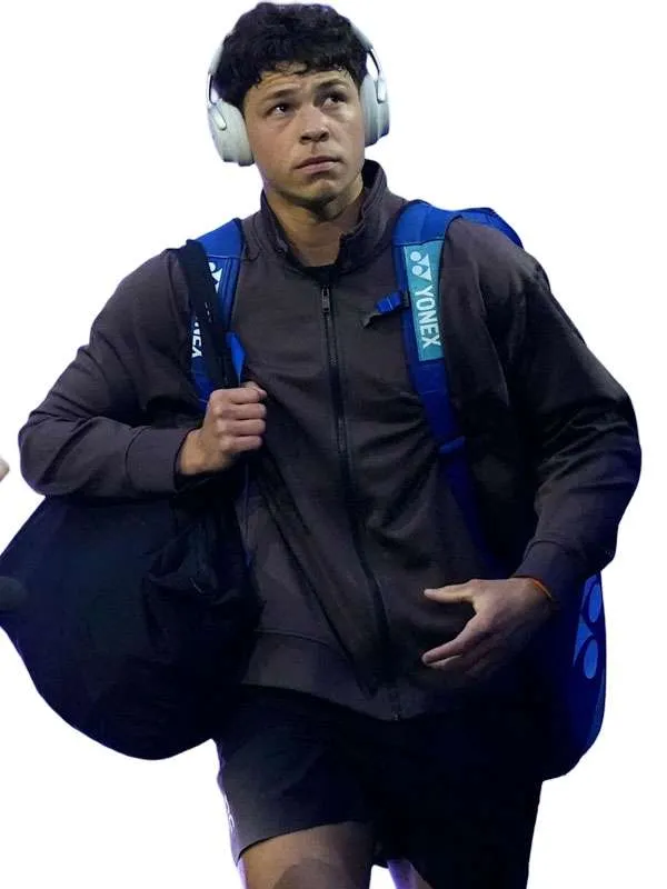 US Open Ben Shelton Brown Track Bomber Jacket
