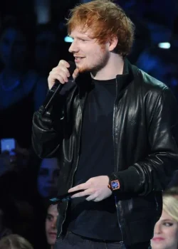 Ed Sheeran Black Bomber Leather Jacket