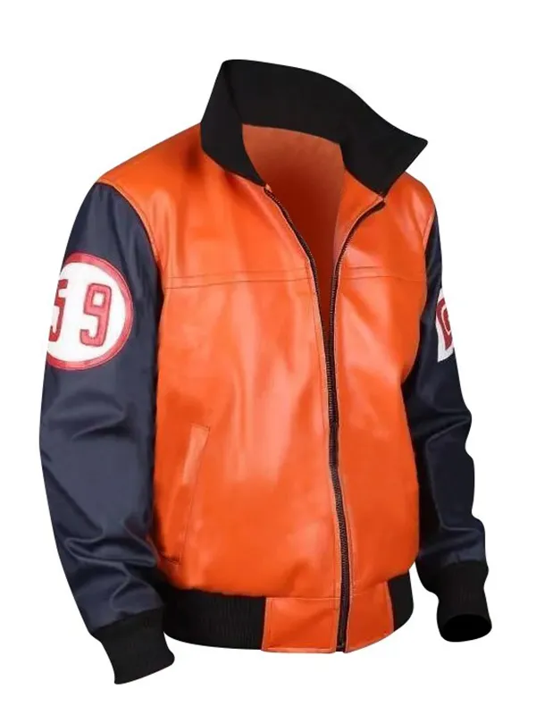 Shop Goku 59 Dragon Ball Z Orange Bomber Leather Jacket