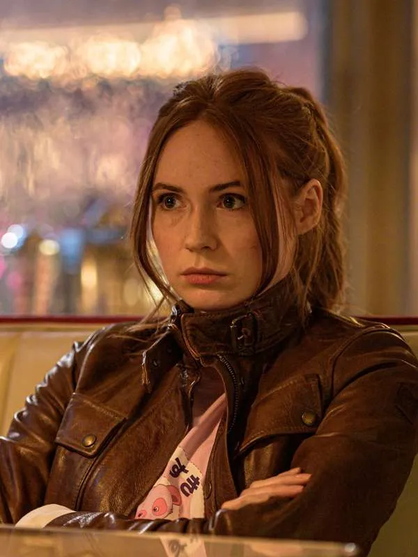 Gunpowder Milkshake Sam Brown Leather Jacket