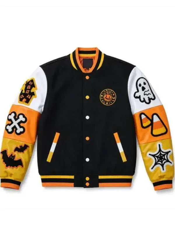 Boo Ghost Graphic Varsity Jacket