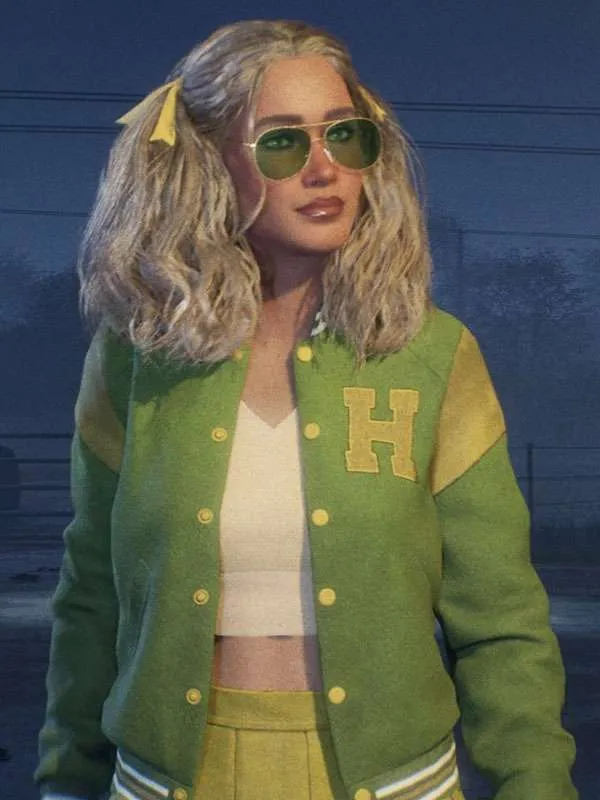 Lynda van der Klok Halloween The Game 2026 Green Varsity Jacket