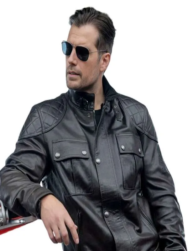 Henry Cavill In The Grey 2026 Sid Black Quilted Leather Jacket