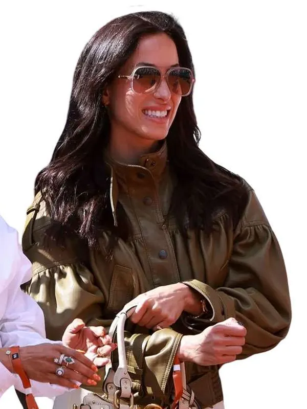 Ines de Ramon French Open Tennis 2026 Green Leather Jacket