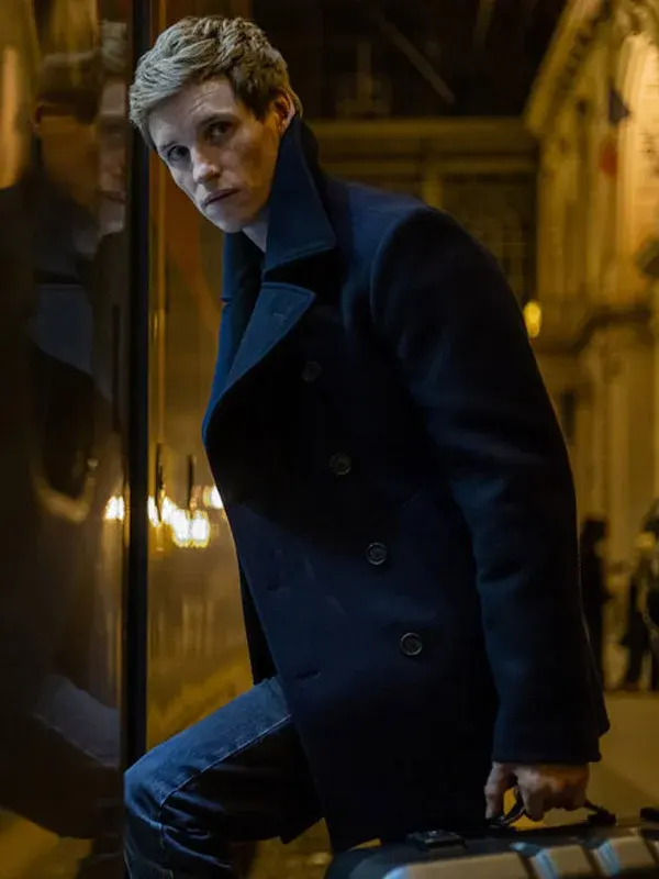 The Day of the Jackal Eddie Redmayne Black Peacoat