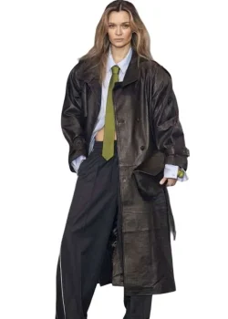 Josephine Skriver CFW 2026 Brown Leather Coat