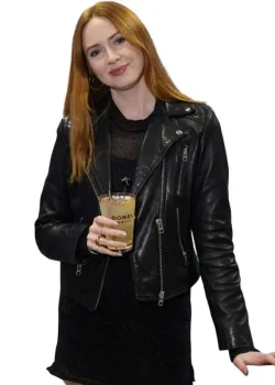 Karen Gillan US Open Tennis 2026 Black Leather Jacket