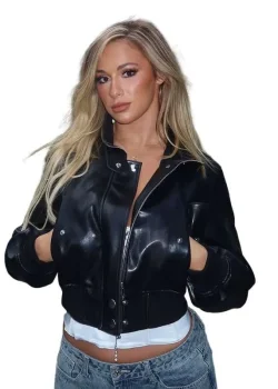 London 2026 Megan Bayne Black Leather Jacket