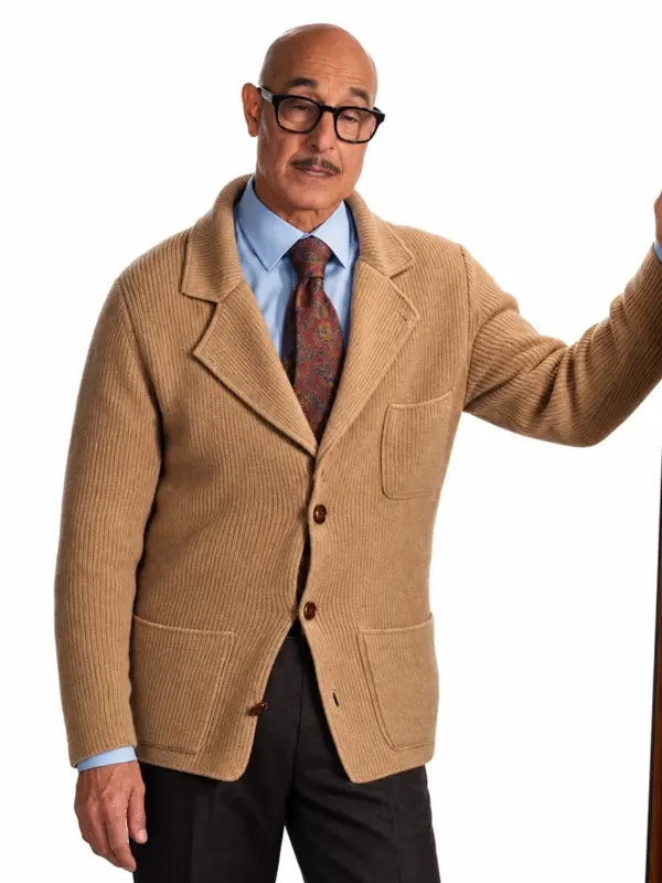 Stanley Tucci Movie Masterplan 2026 Roger Brown Cardigan Jacket
