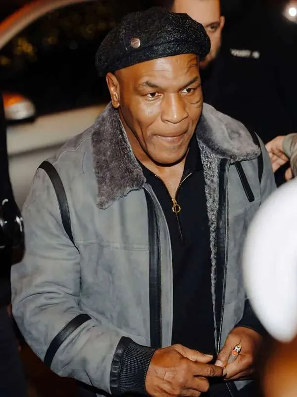Tyson 2026 Mike Tyson Grey Shearling Leather Jacket