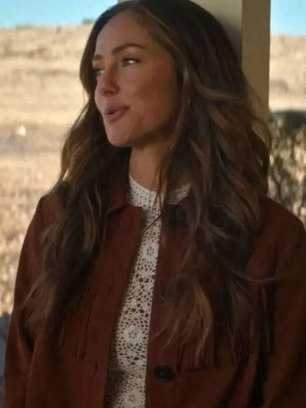 Shop Minka Kelly Ransom Canyon 2026 Quinn O’Grady Fringe Brown Suede Jacket