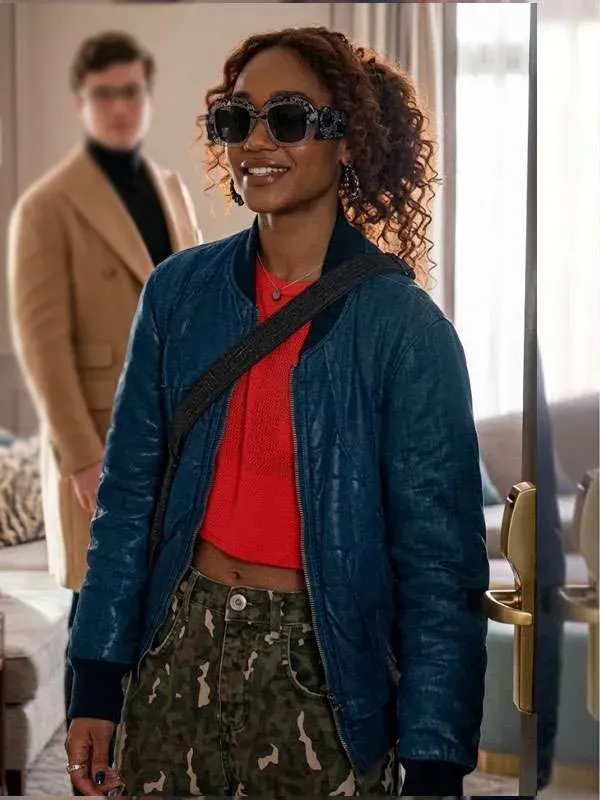 TV Series Ride or Die 2026 Queenie Blue Bomber Leather Jacket