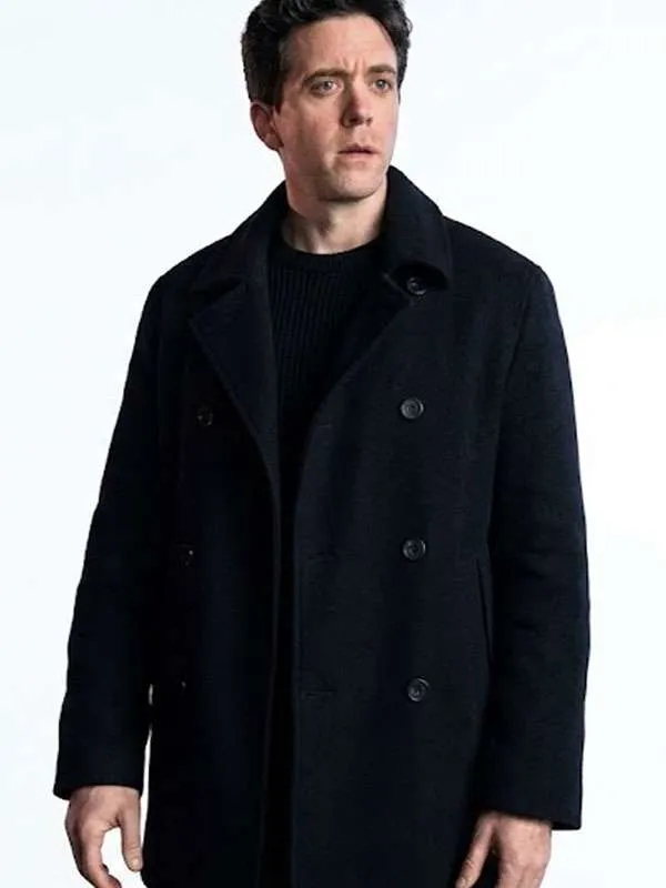 Ashley Zukerman Silo S03 Daniel Keene Black Wool Peacoat