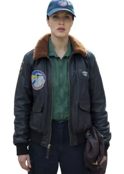 Silo 2026 Jessica Brown Findlay Flight Leather Bomber Jacket