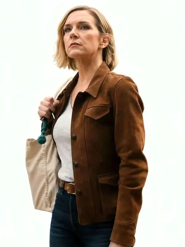 TV Series Stick 2026 Rhea Seehorn Brown Suede Leather Jacket