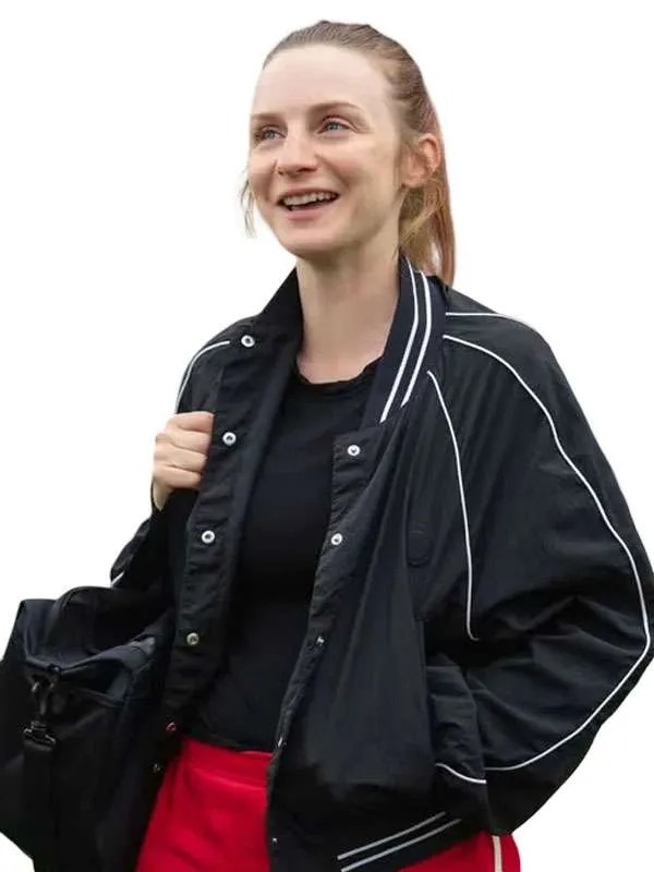 TV Series Ted Lasso 2026 Lizzie Davis Black Track Bomber Jacket