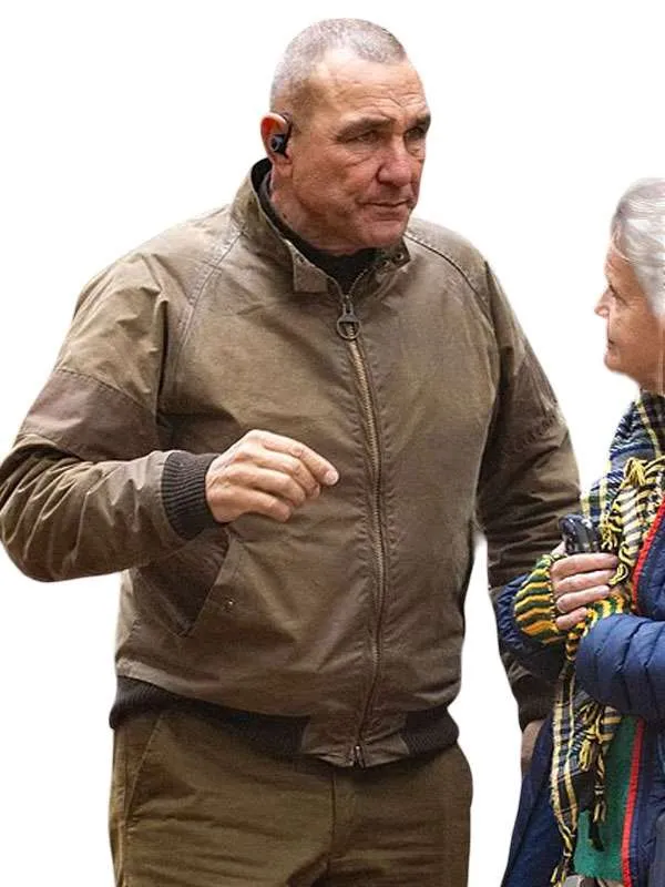 Vinnie Jones TV Series The Gentlemen 2026 Geoff Seacombe Brown Bomber Jacket