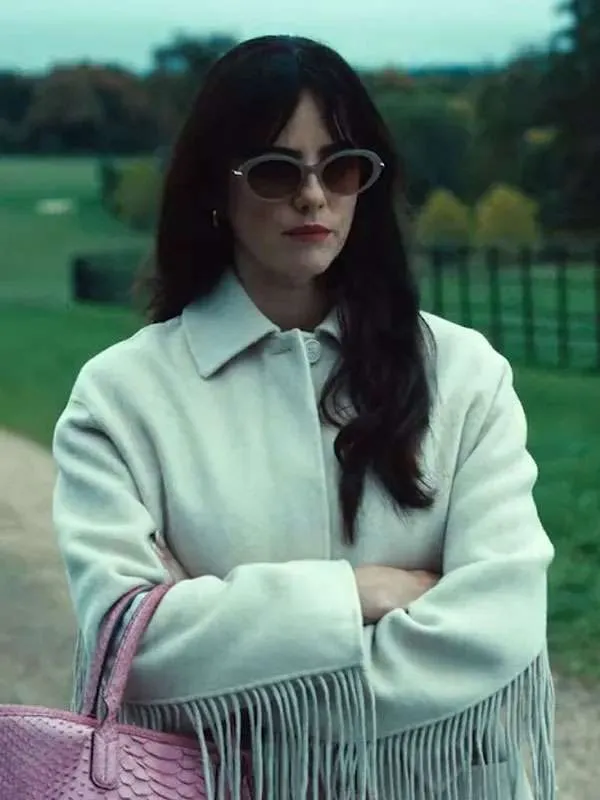 Kaya Scodelario The Gentlemen 2026 Fringe Wool Coat