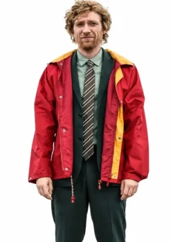 The Incomer 2026 Domhnall Gleeson Red Hooded Jacket