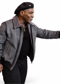 Tyson 2026 Mike Tyson Grey Shearling Leather Jacket