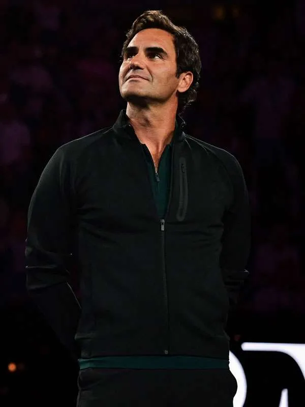 Roger Federer US Open Exhibition Match 2026 Black Jacket