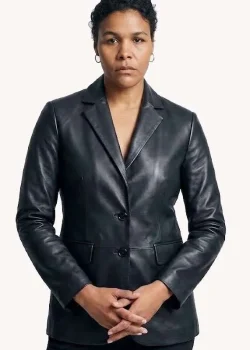 Last Seen 2026 Zahra Newman Black Leather Blazer