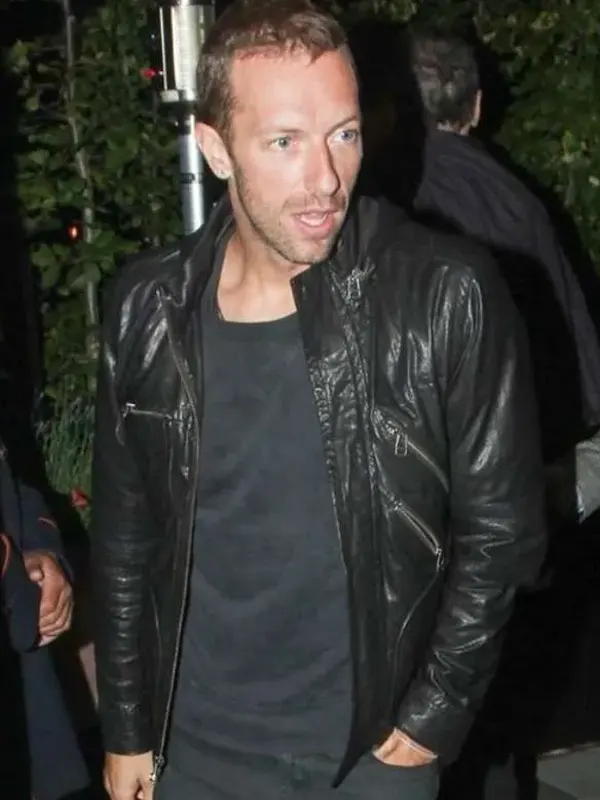 Chris Martin Coldplay Black Leather Jacket