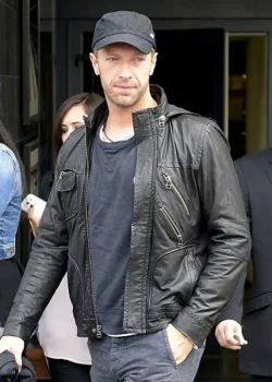 Chris Martin Coldplay Black Leather Jacket