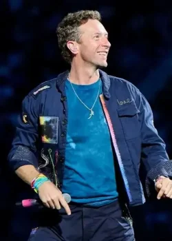 Chris Martin Coldplay Concert Blue Jacket