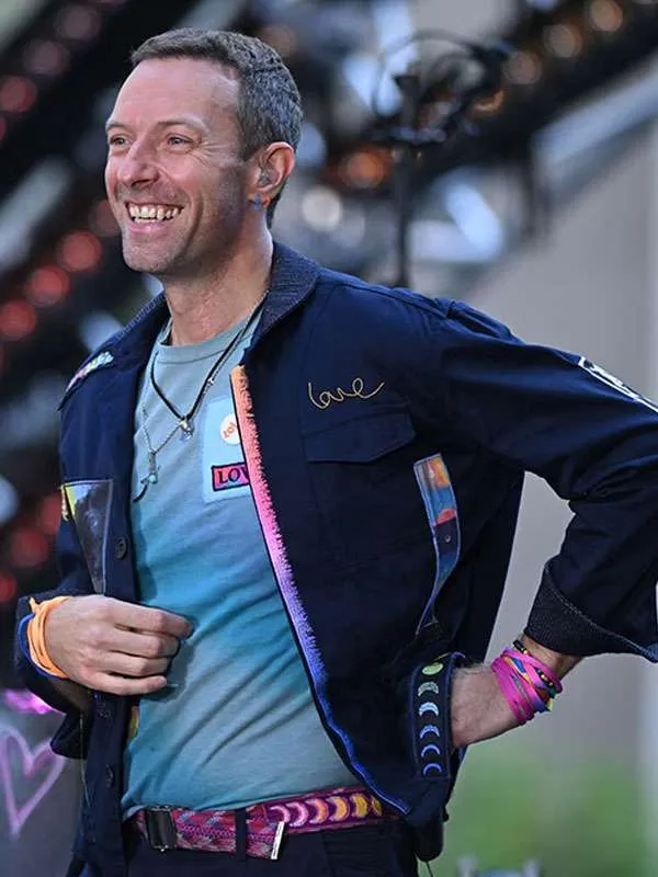 Chris Martin Coldplay 2025 Blue Jacket
