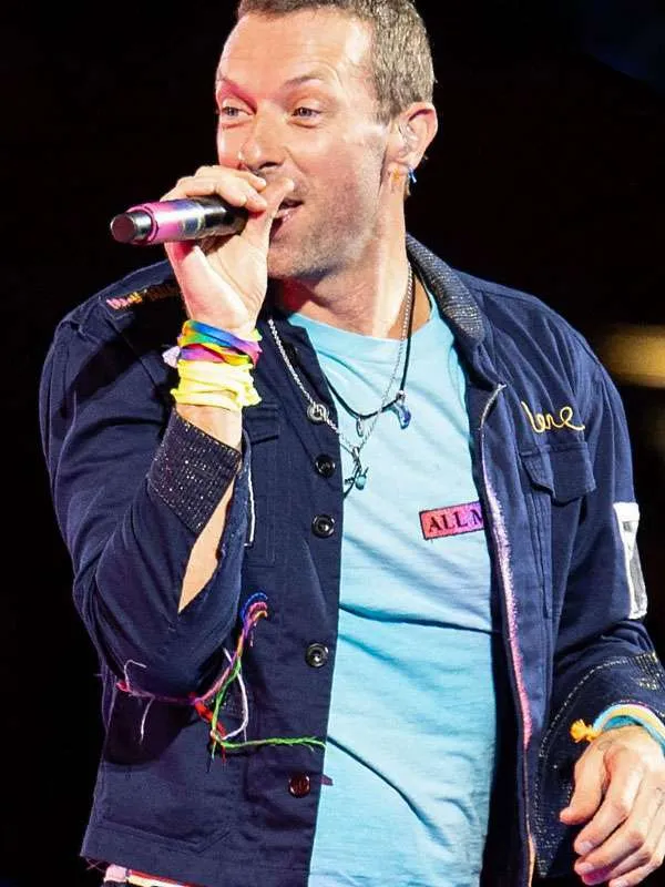 Chris Martin Coldplay Concert Tour 2025 Blue Cotton Jacket