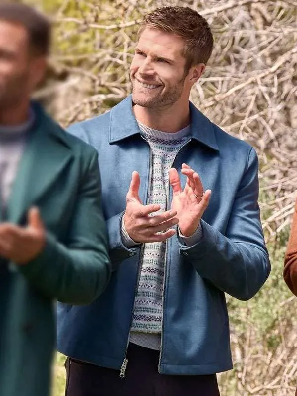 Finding Mr Christmas Davey Fisher Blue Suede Leather Jacket