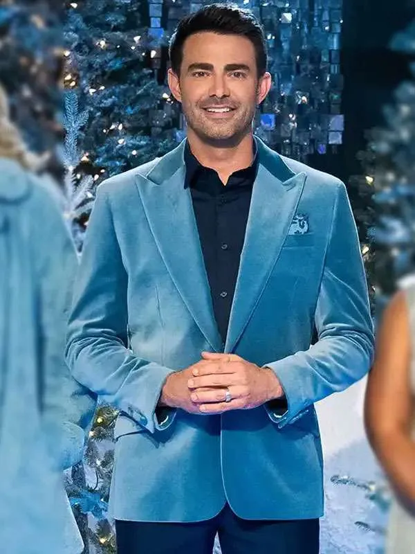 Jonathan Bennett Finding Mr. Christmas 2025 Blue Velvet Blazer