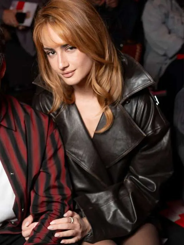 Grace Van Patten LFW 2026 Oversized Leather Jacket