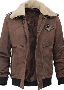 Men G1 Brown Shearling Bomber Jacket